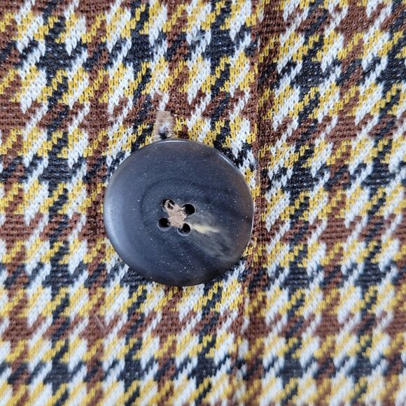 Zara Trafaluc Brown Yellow Houndstooth Square Neck Wide Leg Cropped Jumper Small - Picture 8 of 11